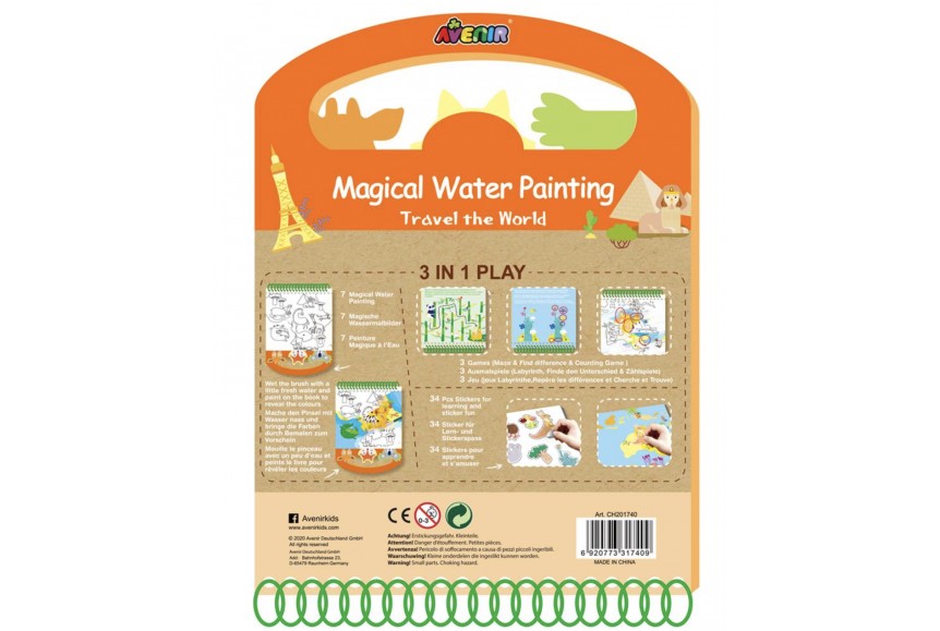 Livre 3 en 1 Peinture magique à l'eau stickers & jeux - AVENIR + 3 ans