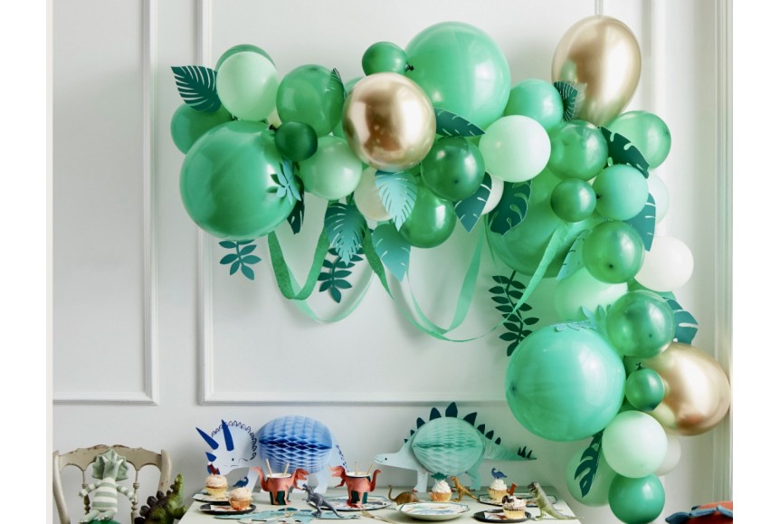 Meri Meri - Kit Guirlande ballons vert & or avec feuillage - Déco Fête