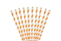 20 pailles de couleur orange et blanc