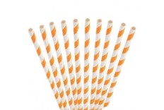 20 pailles de couleur orange et blanc