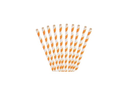20 pailles de couleur orange et blanc