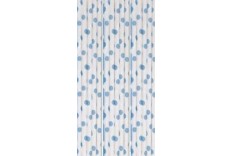 16 pailles blanc à pois bleu