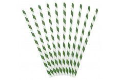 10 pailles rayées vert & blanc