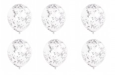 6 Ballons confetti argent