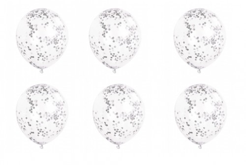 6 Ballons confetti argent