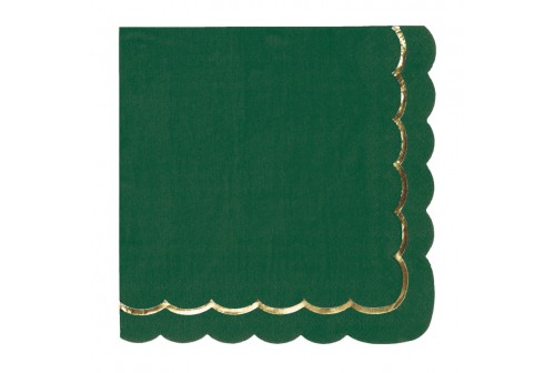 Serviette en papier jetable de couleur vert jungle et dorée - Tim&Puce