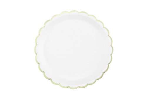 Assiettes blanches & or x 8
