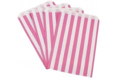 Pochettes en papier à rayures rose x 12
