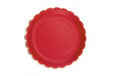 Assiettes rouges & or x 8