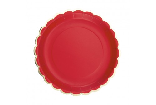 Assiettes rouges & or x 8