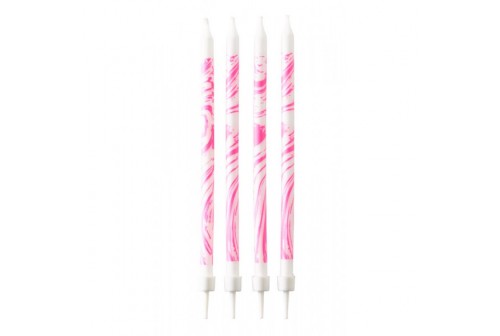 Bougies marbrées rose x 12
