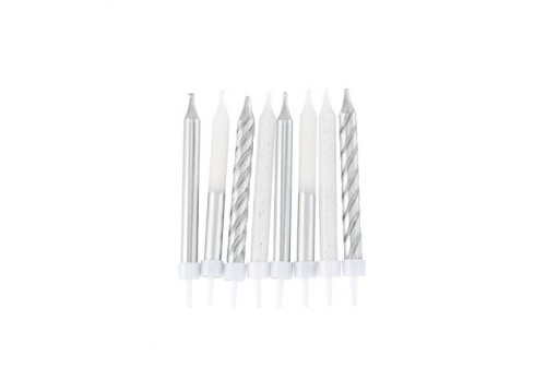 bougies assorties argent x 8