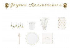 Kit joyeux anniversaire blanc & or