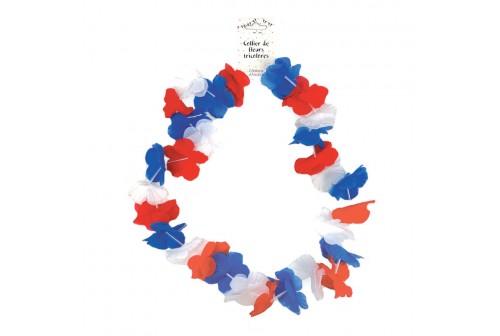 Collier à fleurs tricolore bleu blanc rouge