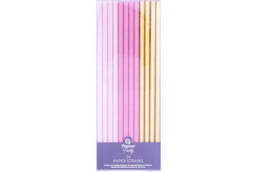 24 pailles rose et gold