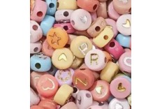 500 perles colorées lettre rose gold