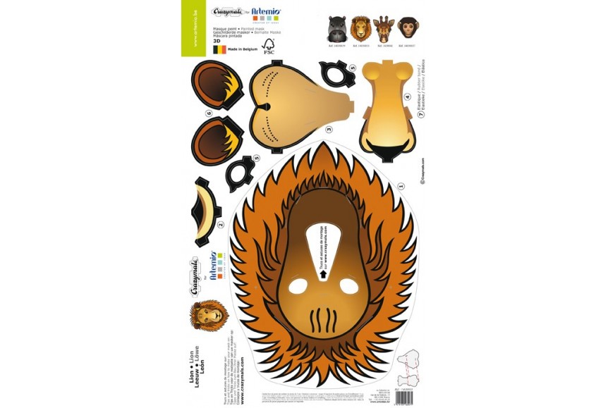 Masque Lion 3D Artemio - animation fête d'enfants - activité DIY
