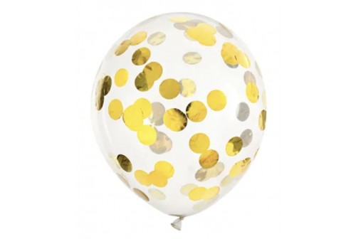 6 Ballons confetti doré