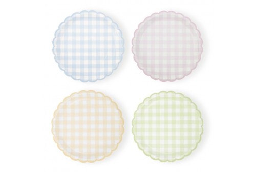 Assiettes vichy pastel