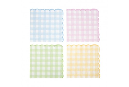 Serviettes Vichy pastel x 16