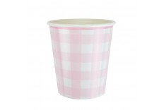 Gobelet Vichy rose x 8