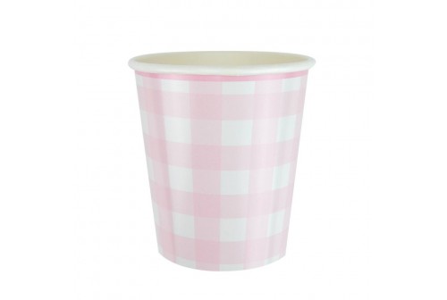Gobelet Vichy rose x 8