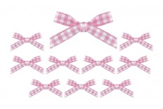 mini noeuds vichy rose x 10