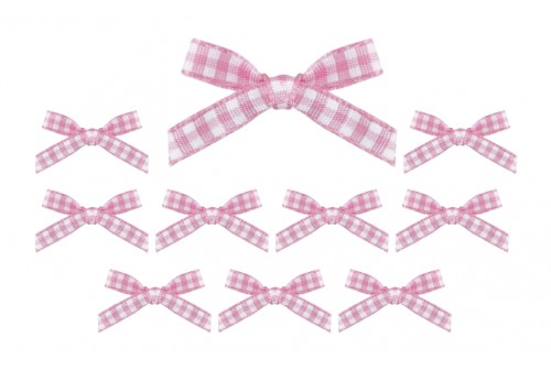 mini noeuds vichy rose x 10