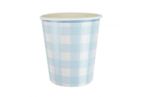 Gobelet Vichy bleu x 8