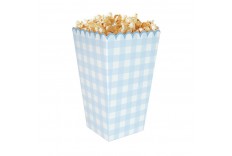 Boîte à popcorn Vichy bleu x 8