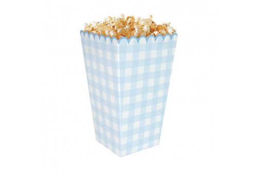 Boîte à popcorn Vichy bleu x 8