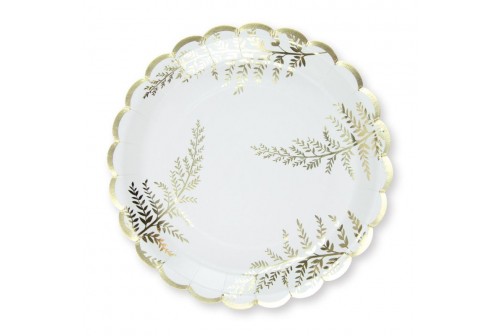 Assiettes fougères & or x 8