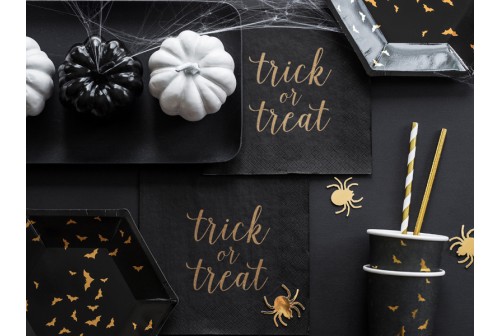 Assiettes noires chauve souris or