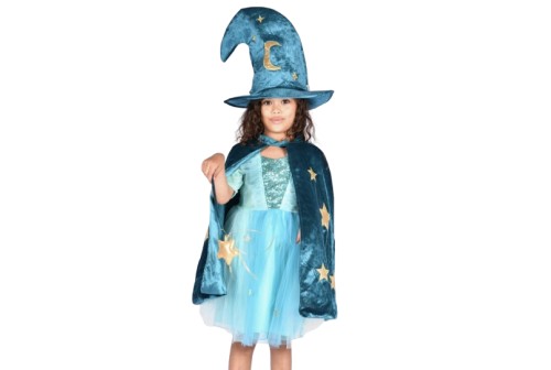 Costume magicien sorcier bleu & or