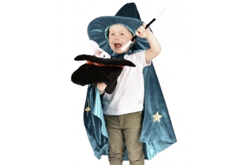 Costume magicien sorcier bleu & or