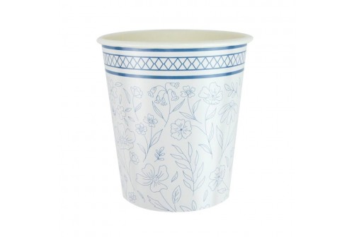 Gobelets fleurs bleues x 8