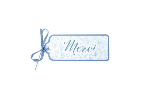Etiquettes Merci fleurs bleues