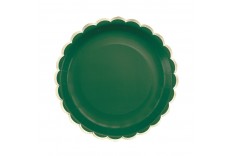 8 assiettes vert et or