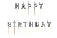 Bougie Happy Birthday argent