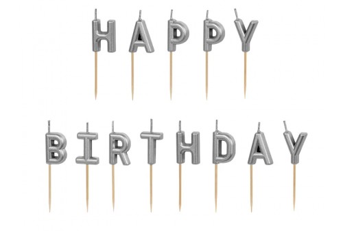 Bougie Happy Birthday argent