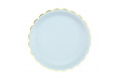Assiettes bleues pastel & or