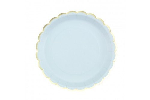 Assiettes bleues pastel & or