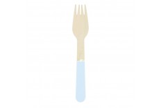 Fourchettes en bois bleu pastel & or