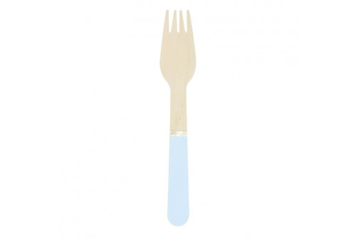 Fourchettes en bois bleu pastel & or