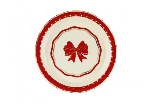 Assiettes noeud rouge & or