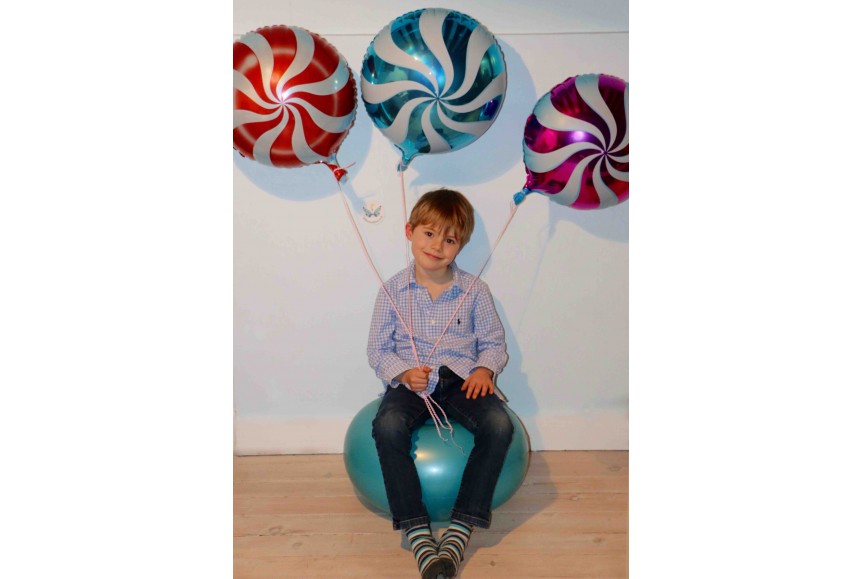 Ballon Bonbon Candy Swirl - rouge - 45 cm aluminium mylar helium