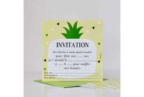 8 cartes d'invitation Ananas