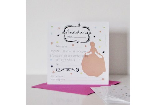 8 Cartes D Invitation Theme Princesse Anniversaire Filles