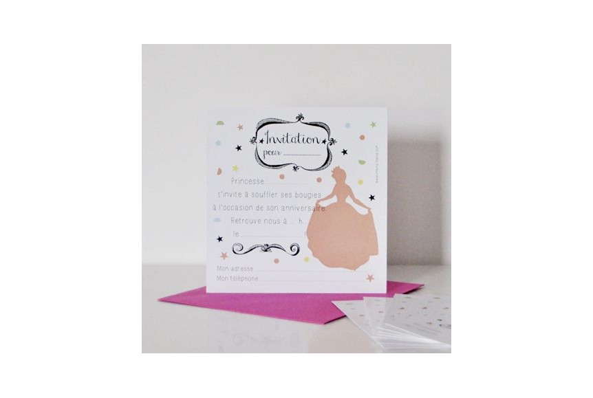 8 cartons d'invitation pour un anniversaire fille - Suite Créative