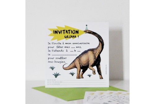 8 Cartes d'invitation dinosaure - Anniversaire enfant - Chacha